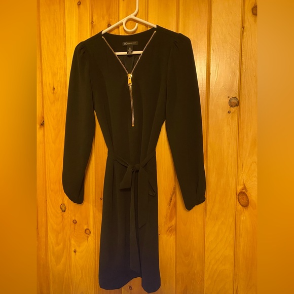INC International Concepts Women’s Black Long-Sleeve Tunic Dress w/ Gold Zipper - Picture 2 of 8